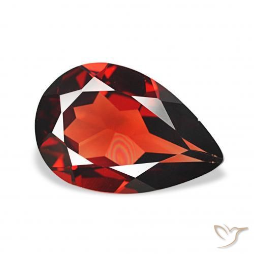 2.57 ct Red Almandine Garnet Stone, Natural Almandine Garnet in Pear Facet Shape for Sale