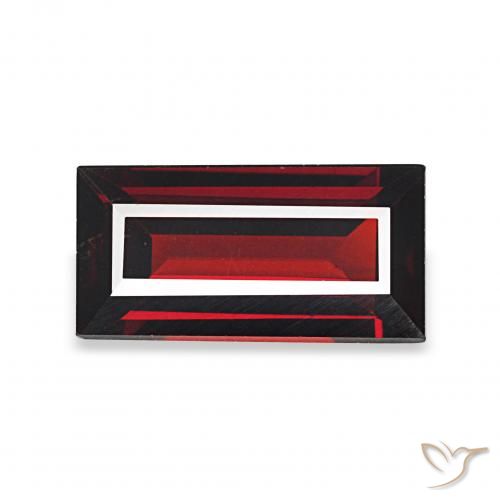 1.69 ct Red Almandine Garnet Gemstone, Almandine Garnet Gem in Baguette Facet Shape for Sale.
