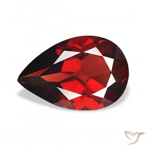3.25 ct Red Almandine Garnet Gemstone, Almandine Garnet Gem in Pear Facet Shape for Sale.