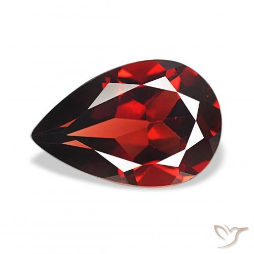 3.38ct Natural Deep Red Almandine Garnet, Pear Shape, VVS, Photo A