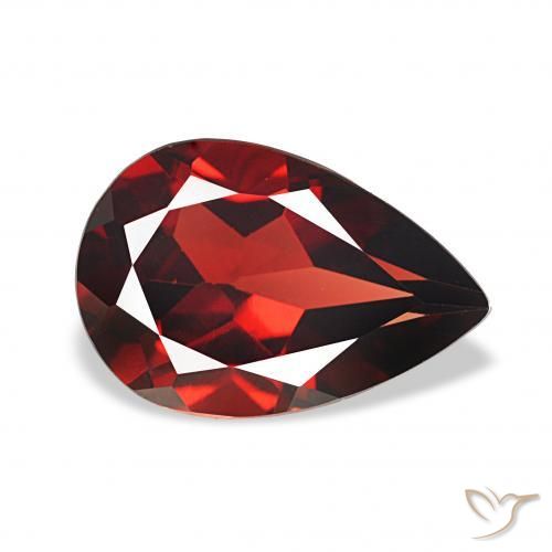 3.38 ct Red Almandine Garnet Stone, Natural Almandine Garnet in Pear Facet Shape for Sale