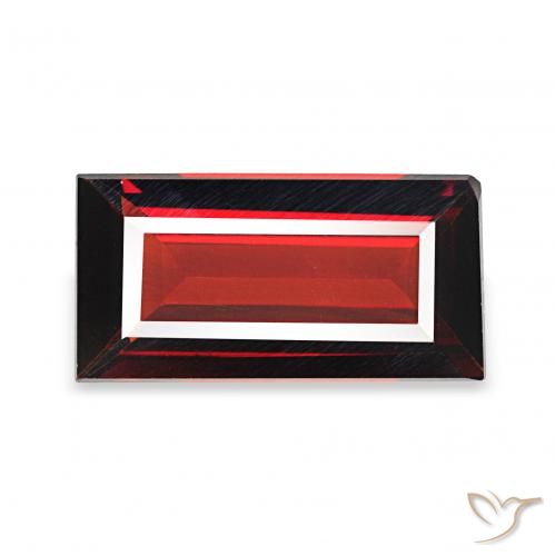 1.53 ct Red Almandine Garnet Gemstone, Almandine Garnet Gem in Baguette Facet Shape for Sale.