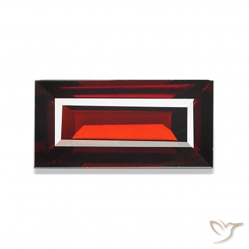 1.97 ct Red Almandine Garnet Gemstone, Almandine Garnet Gem in Baguette Facet Shape for Sale.