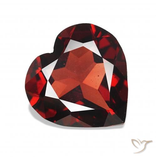 1.55 ct Red Almandine Garnet Stone, Natural Almandine Garnet in Heart Facet Shape for Sale