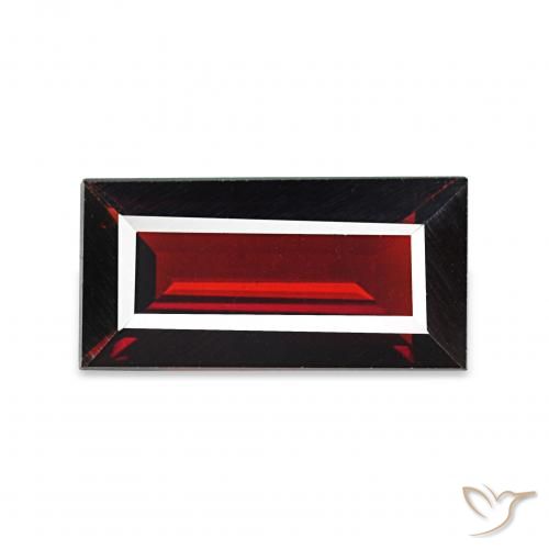 1.53 ct Red Almandine Garnet Gemstone, Almandine Garnet Gem in Baguette Facet Shape for Sale.