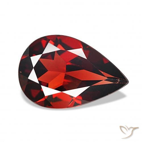 2.95 ct Red Almandine Garnet Stone, Natural Almandine Garnet in Pear Facet Shape for Sale