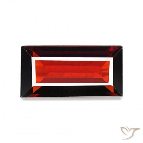 1.53 ct Red Almandine Garnet Gemstone, Almandine Garnet Gem in Baguette Facet Shape for Sale.