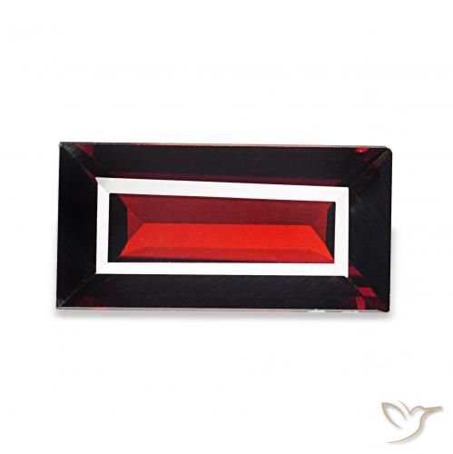 1.66 ct Red Almandine Garnet Gemstone, Almandine Garnet Gem in Baguette Facet Shape for Sale.
