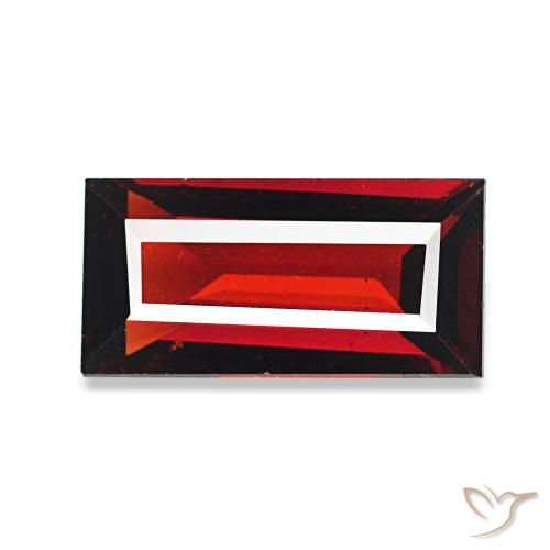 1.66 ct Red Almandine Garnet Gemstone, Almandine Garnet Gem in Baguette Facet Shape for Sale.