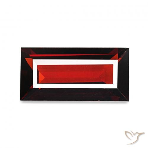 1.67 ct Red Almandine Garnet Gemstone, Almandine Garnet Gem in Baguette Facet Shape for Sale.