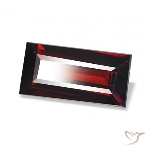 1.65 ct Red Almandine Garnet Stone, Natural Almandine Garnet in Baguette Facet Shape for Sale