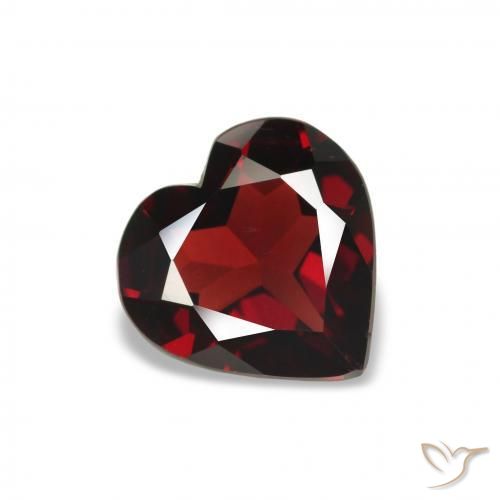 1.47 ct Red Almandine Garnet Stone, Natural Almandine Garnet in Heart Facet Shape for Sale