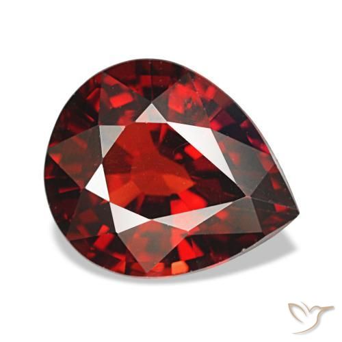 2.59 ct Red Almandine Garnet Stone, Natural Almandine Garnet in Pear Facet Shape for Sale