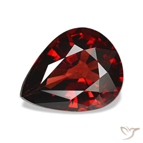 2.43 ct Red Almandine Garnet Gemstone, Almandine Garnet Gem in Pear Facet Shape for Sale.