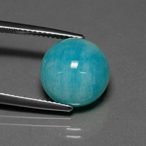 6.39 ct Blue Amazonite Stone, Natural Amazonite in Round Cabochon Shape for Sale