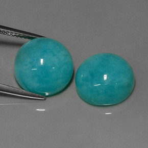 13.70 ct Blue Amazonite Stone, Natural Amazonite in Round Cabochon Shape for Sale