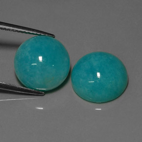12.82 ct Blue Amazonite Stone, Natural Amazonite in Round Cabochon Shape for Sale