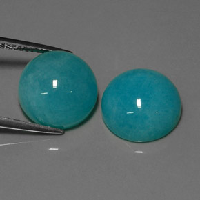 13.21 ct Blue Amazonite Stone, Natural Amazonite in Round Cabochon Shape for Sale