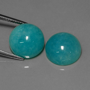 13.65 ct Blue Amazonite Stone, Natural Amazonite in Round Cabochon Shape for Sale