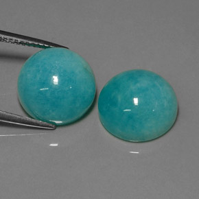 13.37 ct Blue Amazonite Stone, Natural Amazonite in Round Cabochon Shape for Sale