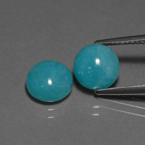 4.17 ct Blue Amazonite Gemstone, Amazonite Gem in Round Cabochon Shape for Sale.