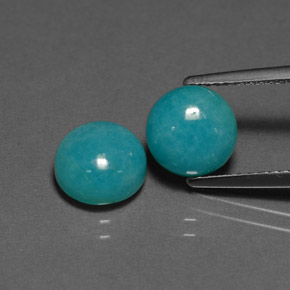 4.12 ct Blue Amazonite Gemstone, Amazonite Gem in Round Cabochon Shape for Sale.