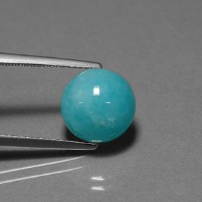 3.88 ct Blue Amazonite Gemstone, Amazonite Gem in Round Cabochon Shape for Sale.