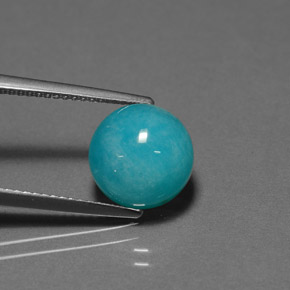3.85 ct Blue Amazonite Gemstone, Amazonite Gem in Round Cabochon Shape for Sale.