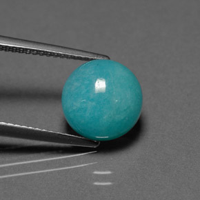 3.92 ct Blue Amazonite Gemstone, Amazonite Gem in Round Cabochon Shape for Sale.