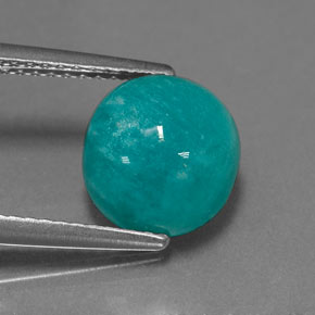 3.04 ct Blue Amazonite Gemstone, Amazonite Gem in Round Cabochon Shape for Sale.