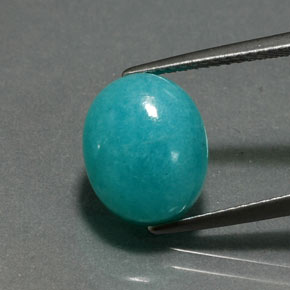5.24 ct Green Amazonite Gemstone, Amazonite Gem in Oval Cabochon Shape for Sale.