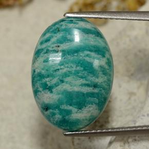 8.28 ct Green Amazonite Gemstone, Amazonite Gem in Oval Cabochon Shape for Sale.
