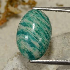4.36 ct Green Amazonite Gemstone, Amazonite Gem in Oval Cabochon Shape for Sale.