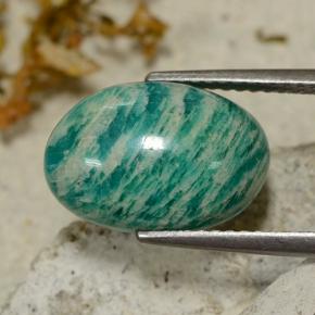 4.36 ct Green Amazonite Stone, Natural Amazonite in Oval Cabochon Shape for Sale