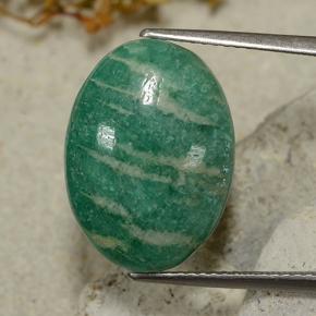 8.28 ct Green Amazonite Gemstone, Amazonite Gem in Oval Cabochon Shape for Sale.