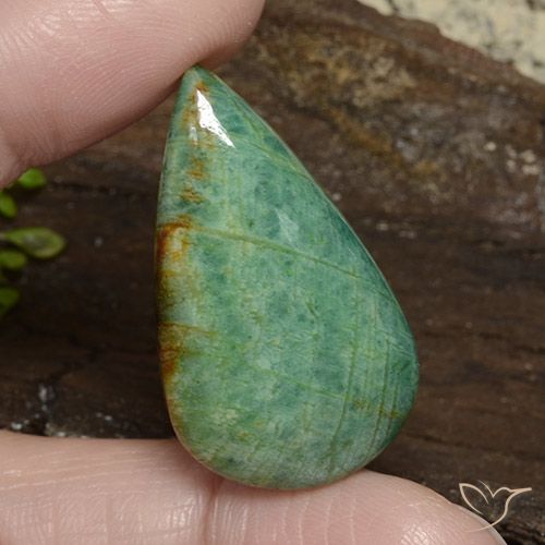 36.56 ct Green Amazonite, 34.1 x 19.5 mm Pear Cut From Madagascar, Photo A