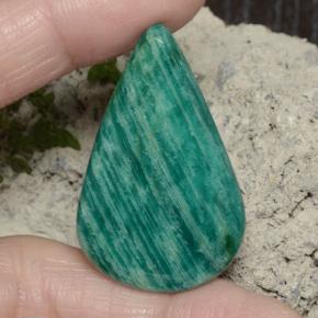 Medium Green Amazzonite Gem - 35.6ct Cabochon pera (ID: 484655)