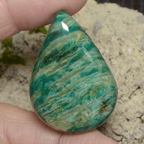 59ct Pear Cabochon Blue-Green Amazonite Gem for sale 59ct Pear Cabochon Blue-Green Amazonite Gem (ID: 484656)