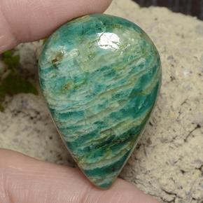 58.96 ct Green Amazonite Stone, Natural Amazonite in Pear Cabochon Shape for Sale
