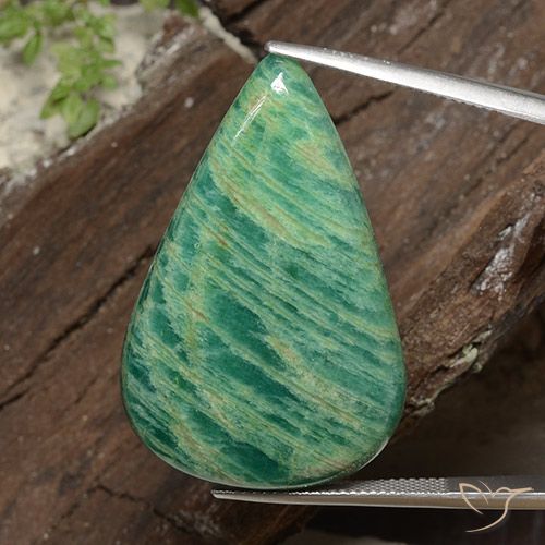 41.05 ct Green Amazonite, 38 x 24.3 mm Pear Cut From Madagascar, Photo A
