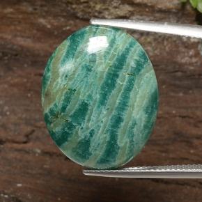 22.84 ct Green Amazonite Gemstone, Amazonite Gem in Oval Cabochon Shape for Sale.