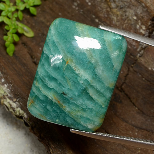 Pine Green Amazonite Gem - 27.6ct Baguette Cabochon (ID: 484690)