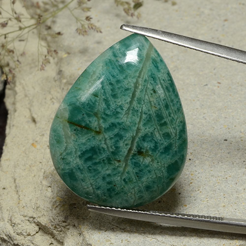 Medium Green Amazzonite Gem - 21.9ct Cabochon pera (ID: 484744)