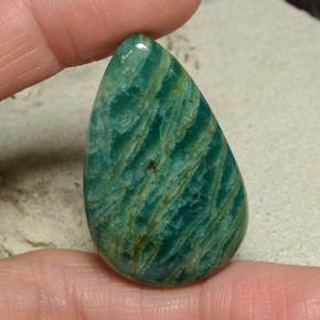 ミディアム青みがかった緑 アマゾナイト 宝石 - 39ct ペアーカボション (ID: 484791)