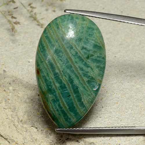 Verde scuro Amazzonite Gem - 23.9ct Cabochon pera (ID: 484796)
