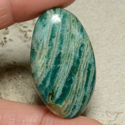 35.34 ct Green Amazonite, 33.6 x 19.5 mm Oval Cut From Madagascar, Photo A