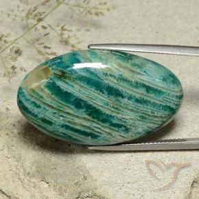 35.34 ct Green Amazonite Stone, Natural Amazonite in Oval Cabochon Shape for Sale