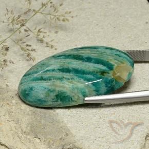 Amazonite Gemstone in 33.6 x 19.5 mm Size for Sale, Amazonite Stone in Medium Green Color