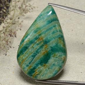 34.74 ct Green Amazonite Gemstone, Amazonite Gem in Pear Cabochon Shape for Sale.
