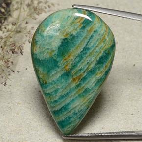 34.74 ct Green Amazonite Stone, Natural Amazonite in Pear Cabochon Shape for Sale